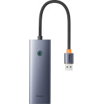 Baseus Hub Ultrajoy Series Lite 4-Port (Usb To Usb 3.0*3+RJ45*1+USB-C 5V) (gray) - (B0005280B811-12)