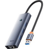 Baseus Hub Ultrajoy Series Lite 4-Port (Usb To Usb 3.0*3+RJ45*1+USB-C 5V) (gray) - (B0005280B811-12)