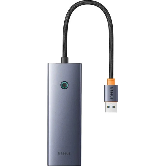 Baseus Hub Ultrajoy Series Lite 4-Port (Usb To Usb 3.0*3+RJ45*1+USB-C 5V) (gray) - (B0005280B811-12)