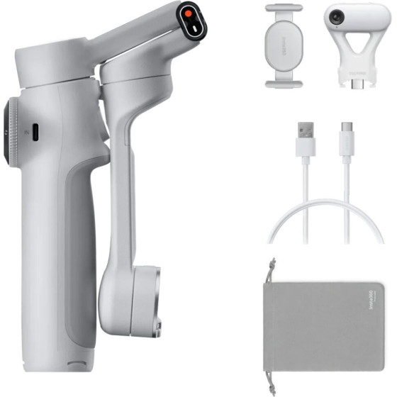 Insta360 Flow 2 Ai Tracker Bundle Gray - A.I. Powered Gimbal Stabilzer For Smartphone - (CINSABQA/Flow2Lite12)