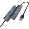 Wozinsky USB-A Hub 4 x USB-A 3.0 With Individual switches, aluminum, With 30 Cm Cable - Gray 5907769366451 - (WHS080YSS)
