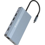 Wozinsky USB-C Hub 14 In 1 Multifunctional, Aluminum, For 3 Monitors, With 15 Cm Cable - Gray 5907769366444 - (WDS03Y5S)