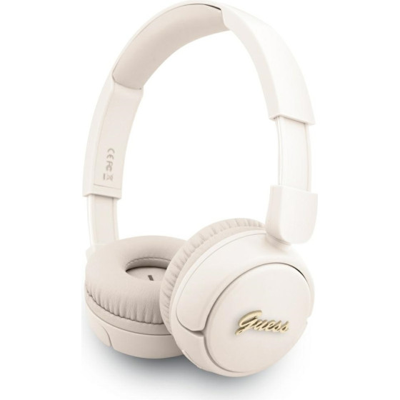 Guess Headphones Bluetooth 5.3 Metal Logo Script Beige - (GUBHV6SCE)