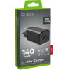 SBS Travel Charger Pd 140W Gan 3X Ports Black - (GANUSB2CPD140W)