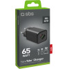 SBS Travel Charger Pd 65W Gan 2X Ports Black - (GANUSB2CPD65W)