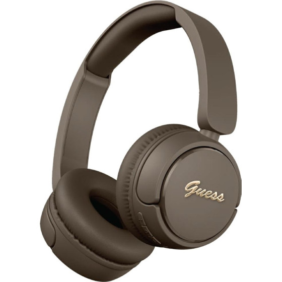 Guess Headphones Bluetooth 5.3 Metal Logo Script Brown - (GUBHV6SCW)