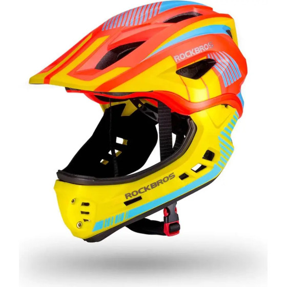 Rockbros TT-32SOYB-S children's Bicycle Helmet With Detachable chinbar, Size S - yellow-Orange 5907769312434 - (Rockbros-TT-32SOYB-S)