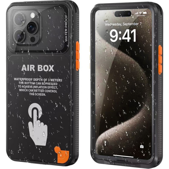 ShellBox - Airbox Waterproof IP68 (6.7 inch) - Iphone 12 Pro Max/13 Pro Max/14 Pro Max/ 15 Pro Max/16 Pro Max/15+/16+ - Black