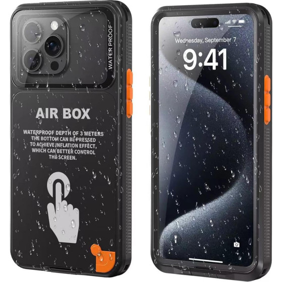 ShellBox - Airbox Waterproof IP68 Case (6.1 inch) - Iphone 12/12 Pro/13/13 Pro/14/14 pro/15/15 Pro/16 - Black