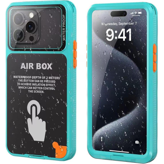 ShellBox - Airbox Waterproof IP68 Case (6.1 inch) - Iphone 12/12 Pro/13/13 Pro/14/14 pro/15/15 Pro/16 - Blue
