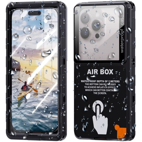 ShellBox - Airbox Waterproof IP68 Case (max. 6.9 inch) - Universal Phone Model (max. 15mm depth) - Black