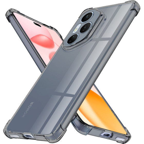 Techsuit - Shockproof Clear Silicone - Honor 400 Pro - Smoke Black