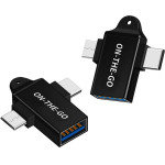 Techsuit - Otg Adapter Alucorex (A15) - 3in1, Usb To Micro-Usb + Type-C, Plug And Play, Aluminum Alloy - Black