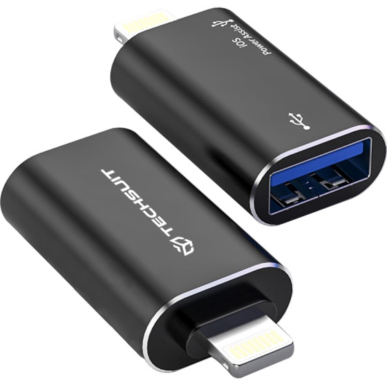 Techsuit - Premium Otg Adapter Aluvoltx (A18) - Usb To Lightning, Plug And Play, Aluminum Alloy, Fast Data Transfer - Black