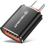 Techsuit - Premium Otg Adapter Hyperport (A2) - Usb To Type-C, 5Gbps, 6A, 120W, Converter For PC/Laptop - Black / Orange