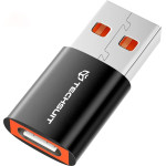 Techsuit - Premium Otg Adapter Hyperport (A5) - Type-C To USB, 6A, 5Gbps, Plug And Play, Fast Data Transfer - Black / Orange