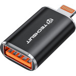 Techsuit - Premium Otg Adapter Hyperport (A6) - USB3.0 To Lightning, PD30W, 5Gbps, GaN, Converter For Iphone - Black / Orange