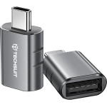 Techsuit - Premium Otg Adapter Slatevolt (A10) - Usb 3.0 To Type-C, 5Gbps, 3A, Zinc Alloy, Support For Thunderbolt 3 - Gray