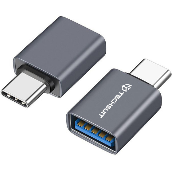 Techsuit - Premium Otg Adapter Slatevolt (A8) - Usb 3.0 To Type-C, 5Gbps, 3A, Aluminum Alloy, Fast Data Transfer - Gray