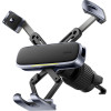 Baseus - Car Holder - For Phone/Tablet, Leather Finish, Retractable Arms, Auto Clamping - Black Silver - (C40483401813-00)