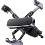 Baseus - Car Holder - For Phone/Tablet, Leather Finish, Retractable Arms, Auto Clamping - Black Silver - (C40483401813-00)