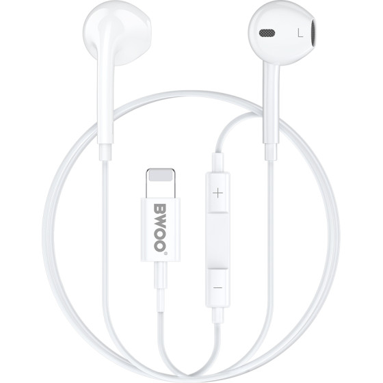 BWOO Wired Headphone Lightning With Volume Control HF179 white
