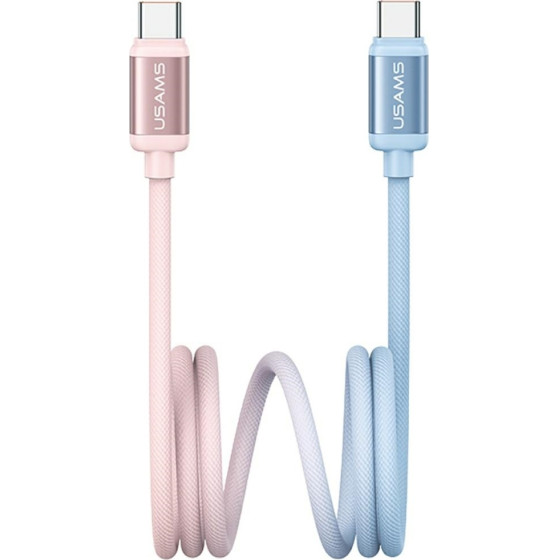 Usams Cable Bicolor Series SJ756 Pd 60W USB-C/USB-C 1.2m Blue And Pink - (SJ756USB03)