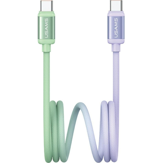 Usams Cable Bicolor Series SJ756 Pd 60W USB-C/USB-C 1.2m Green And Purple - (SJ756USB02)