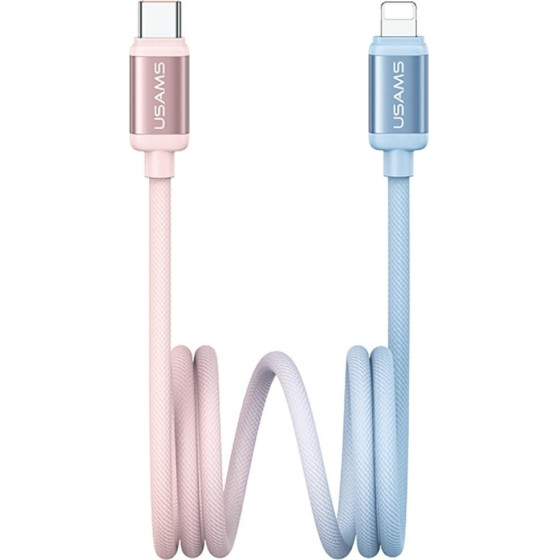 Usams Cable Bicolor Series SJ757 Pd 30W USB-C/Lightning 1.2m Blue And Pink - (SJ757USB03)