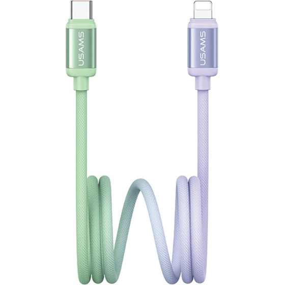 Usams Cable Bicolor Series SJ757 Pd 30W USB-C/Lightning 1.2m Green And Purple - (SJ757USB02)