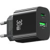 Usams Ladowarka Sieciowa CC316 T65 30W 1xUSB-C 1xUSB-A Fast Charging Black - (CC316TC01)