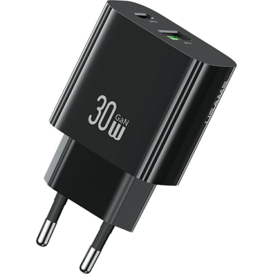 Usams Ladowarka Sieciowa CC316 T65 30W 1xUSB-C 1xUSB-A Fast Charging Black - (CC316TC01)