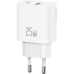 Usams Wall Charger CC315 T65 25W 1xUSB-C 1xUSB-A Fast Charging White - (CC315TC02)
