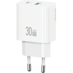 Usams Wall Charger CC316 T65 30W 1xUSB-C 1xUSB-A Fast Charging White - (CC316TC02)