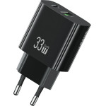 Usams Wall Charger CC317 T65 33W 1xUSB-C 1xUSB-A Fast Charging Black - (CC317TC01)
