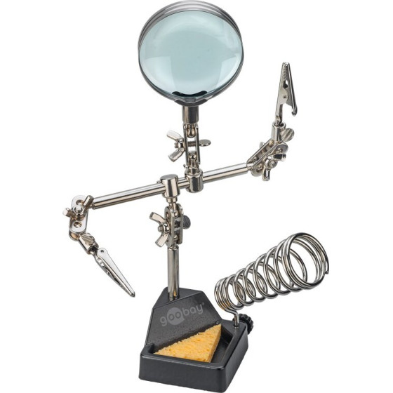 Goobay Third Hand With Magnifying Glass And Soldering Iron Stand - (76560)