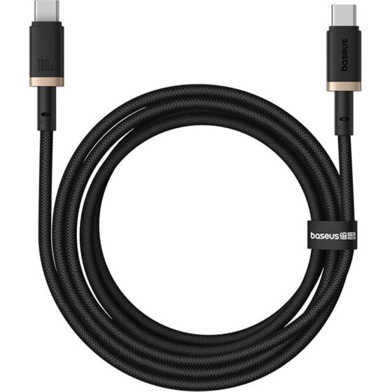 Baseus - Data Cable Dura Series - For MacBook, Type-C, Fast Charge, Pd 100W, 480Mbps, 2m - Gold / Black - (P10377803U01-02)