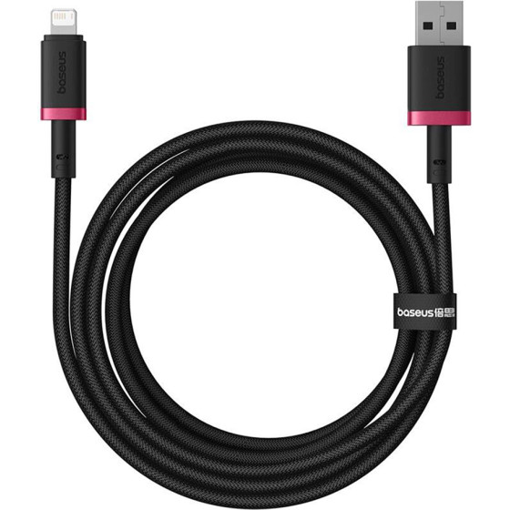 Baseus - Data Cable Dura Series - Usb To Lightning, Fast Charging, 2.4A, 480Mbps, Nylon, 2m - Red / Black - (P10377801U01-03)