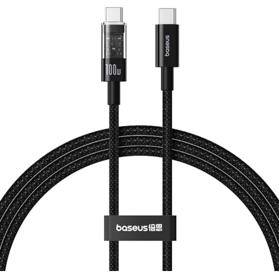 Baseus - Data Cable Gem - Type-C To Type-C, Super Fast Charging 100W, 1m - Cluster Black - (P10373000111-00)