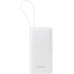 Baseus - Power Bank Bipow 2 - With Built-In USB-C Cable, Type-C, USB, Smart Display, 10000mAh, 20W - White - (P10077101213-00)