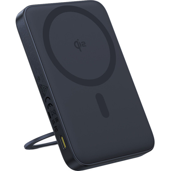 Baseus - Power Bank Picogo (P10076802123-00) - Type-C, Qi2, Fast Charging, 20W, 5000mAh, Rotable Stand, Cable Type-C - Black