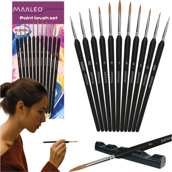Maaleo Paint Brushes 11pCs With Stand 26118 - (18266-0)