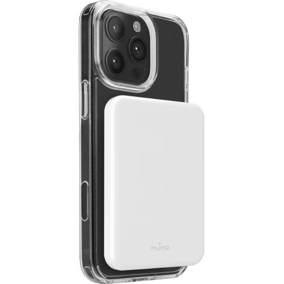Puro Powerbank Mag Plus 5000mAh 20W Qi2 Compatible With Magsafe 1x USB-C Power Delivery - White - (PUFCBB50P5MAGWHI)
