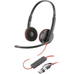 HP - Inc Poly Blackwire 3220 Stereo USB-C Headset +USB-C/A Adapter - (93S87AA)