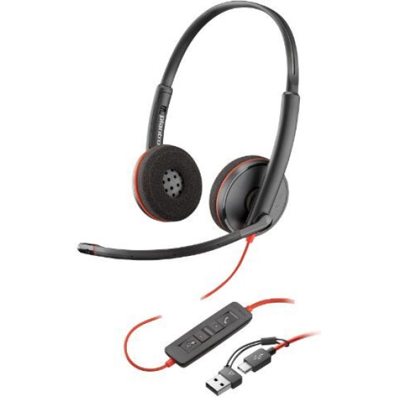 HP - Inc Poly Blackwire 3220 Stereo USB-C Headset +USB-C/A Adapter - (93S87AA)