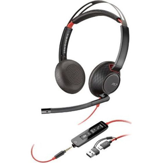 HP - Inc Poly Blackwire 5220 Stereo USB-C Headset +3.5mm Plug +USB-C/A Adapter - (93S88AA)