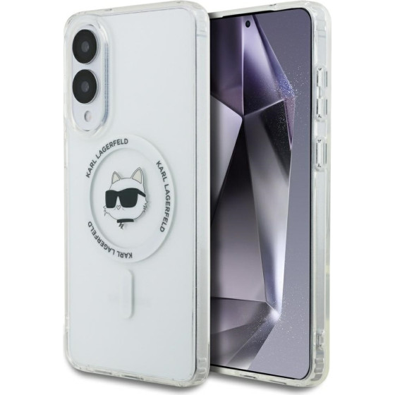 Karl Lagerfeld Case Button Choupette Head Printed Logo Magsafe For Samsung Galaxy S25 Edge White - (KLHMS25EHLSCHH)