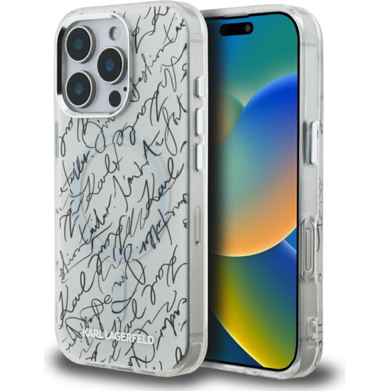 Karl Lagerfeld Case Iml Karl Script Pattern Magsafe For Iphone 16 Pro White - (KLHMP16LHMSPUSH)
