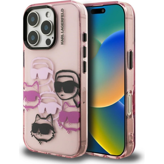 Karl Lagerfeld Case Iml Multi K&C Head Pattern For Iphone 16 Pro Pink - (KLHCP16LHMCHKCP)