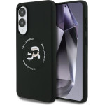 Karl Lagerfeld Case Silicone Double Heads And Circle Magsafe For Samsung Galaxy S25 Edge Black - (KLHMS25ESKCHTCK)